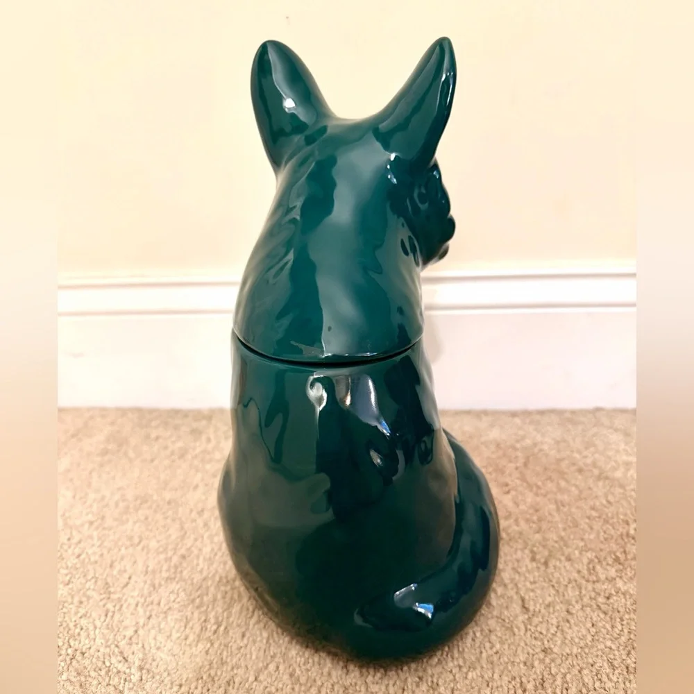 Dark Teal Green Fox Ceramic Cookie Jar - Picture 4 of 9